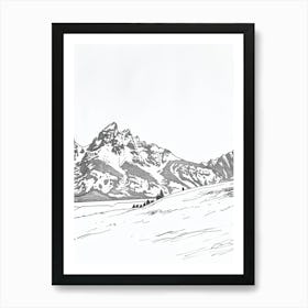 Grand Teton Usa Line Drawing 2 Art Print