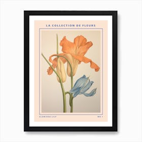 Gloriosa Lily French Flower Botanical Poster Art Print