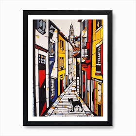 Painting Of Barcelona With A Cat In The Style Of Pop Art, Illustration Style 2 Art Print