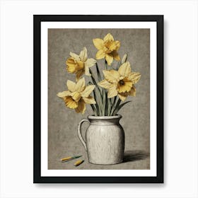 Daffodils In A Vase Art Print