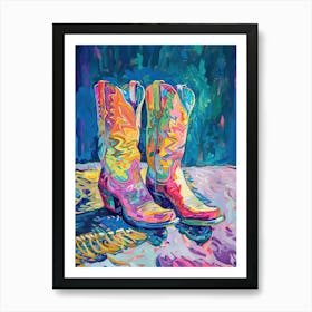 Colourful Cowboy Shoes Art Print