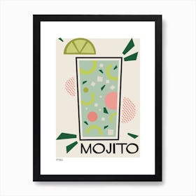 Mojito Retro Cocktail  Neutral Art Print