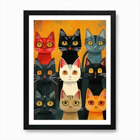 Beautiful Painting Funky Cats 9 Art Print