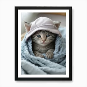 Cute Kitten In A Hat Art Print