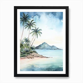 Watercolour Of Lanikai Beach   Oahu Hawaii Usa 3 Art Print