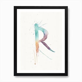 R, Letter, Alphabet Minimalist Watercolour 2 Art Print