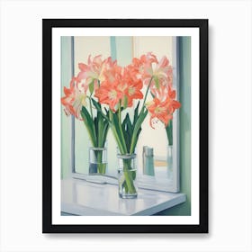 A Vase With Amaryllis, Flower Bouquet 1 Art Print