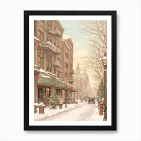 Vintage Winter Illustration Chicago Usa 3 Art Print