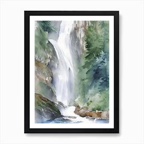 Gavarnie Falls, France Water Colour (1) Art Print