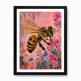 Floral Animal Painting Honey Bee 3 Art Print