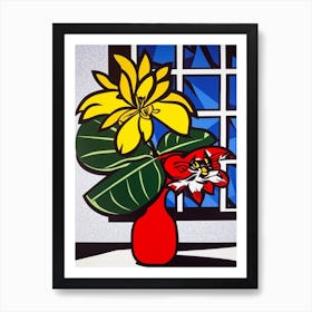 Poinsettia Flower Still Life  3 Pop Art Style Art Print