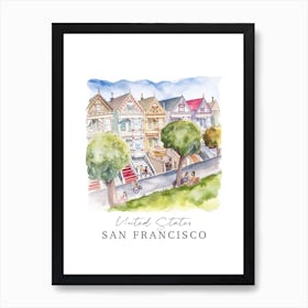 United States San Francisco Storybook 5 Travel Poster Watercolour Art Print