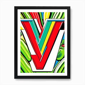 V   Vegetables, Letter, Alphabet Comic 1 Art Print