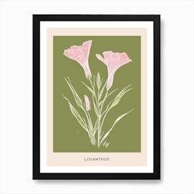 Pink & Green Lisianthus 3 Flower Poster Art Print