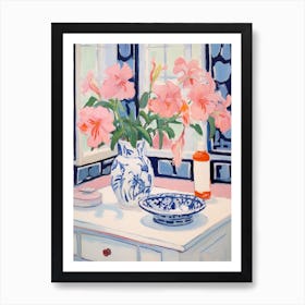 A Vase With Hibiscus, Flower Bouquet 1 Art Print