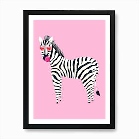 Zebra with Heart Sunglasses Art Print