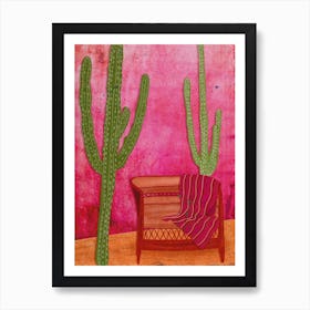 Cactus And Pink Wall Art Print