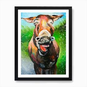 Can Animals Smile Humor donkey Art painting Art Print