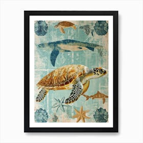 Sea Turtle Screenprint Sea Scape Art Print