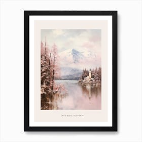 Dreamy Winter Painting Poster Lake Bled Slovenia 2 Art Print