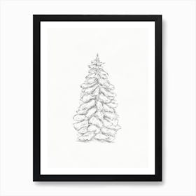 Fir Christmas Tree Sketch Art Print