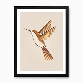 Buff Bellied Hummingbird Retro Minimal 2 Art Print