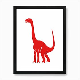 Red Dinosaur Silhouette 2 Art Print