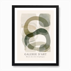 Galerie D'Art Abstract Abstract Circles Beige Green 7 Art Print