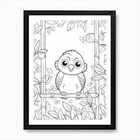 Line Art Jungle Animal Macaw 2 Art Print