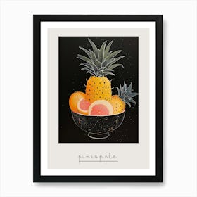 Pineapples & Fruit In A Bowl Art Deco Poster Art Print