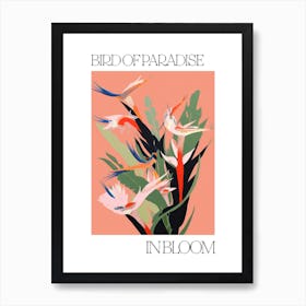 Bird Of Paradise In Bloom Flowers Bold Illustration 1 Art Print