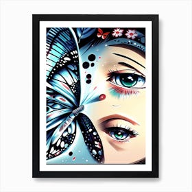 Butterfly And Eyes Art Print