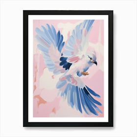 Pink Ethereal Bird Painting Blue Jay 4 Art Print