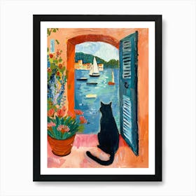 Cat On The Balcony 2 Art Print