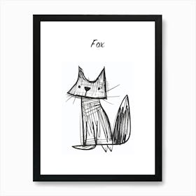 B&W Fox Poster Art Print