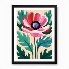 Cut Out Style Flower Art Anemone 1 Art Print