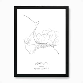 Sokhumi,Georgia Minimalist Map Poster