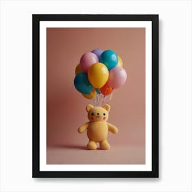 Teddy Bear With Balloons Art Print