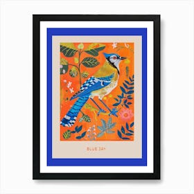 Spring Birds Poster Blue Jay 2 Art Print