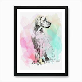 Vizsla Dog Pastel Line Painting 3 Art Print