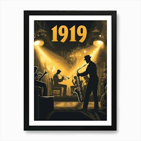 Aihrgdesign A Retro Poster Of A Lively 1919 Jazz Club Featuri F40aa2af 9c09 4e52 9309 Bcd455773fbc 3 Art Print