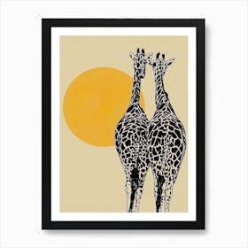 Couple Giraffes At Sunset Art Print