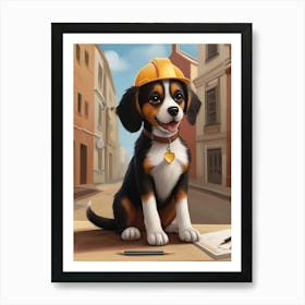 Beagle In A Hard Hat Architect Dog Lovers Art Print