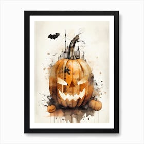 Getaucht in Schatten, erwacht zum Gruseln: Kürbis-Kunstwerk für Halloween IV Art Print