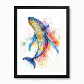 Humpback Whale Colourful Watercolour 3 Art Print