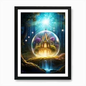 Glowing Magic Ball Emitting Radiant Light Central To An Enchanted Forest Setting Fairytale World W 1 Art Print