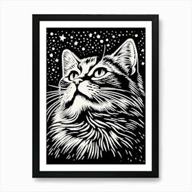 Galactic Glimmers, Psychedelic Cats series Art Print