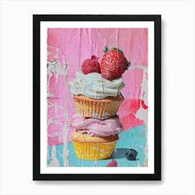 Kitsch Retro Cupcake Collage 4 Art Print