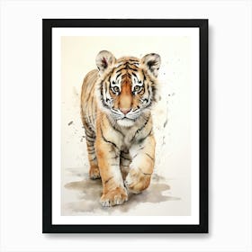 Tiger Illustration Drawing Watercolour 1 Art Print