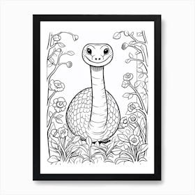 Line Art Jungle Animal King Cobra 1 Art Print